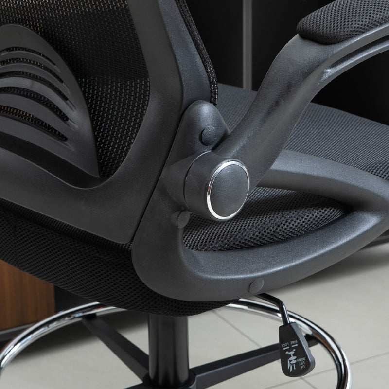 Vinsetto Office Chair, Desk Chair, Standing Function, Footrest, Swivel Seat, Steel, Black