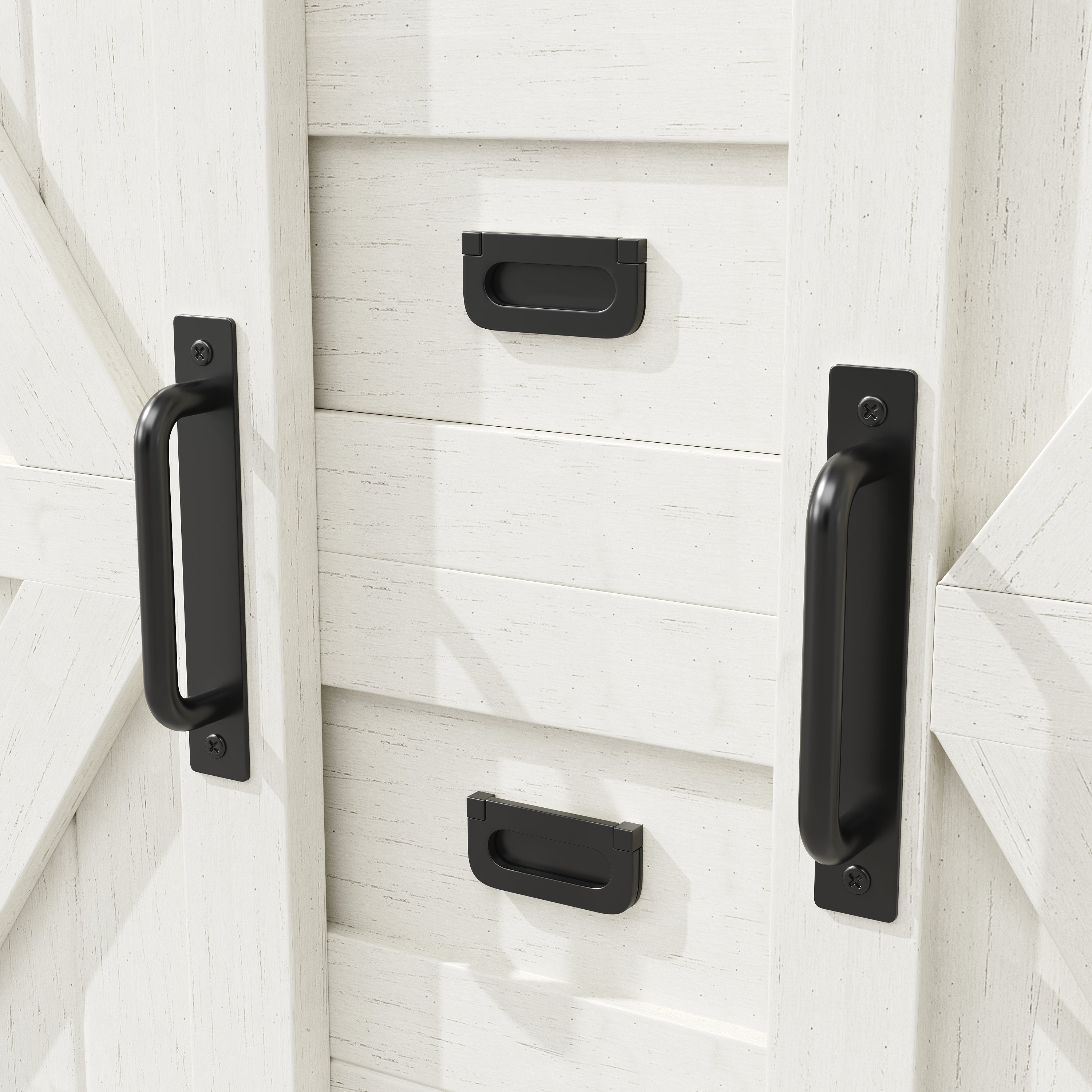 Tall Kitchen Sideboards with Sliding Doors and LED Lighting, Black and White