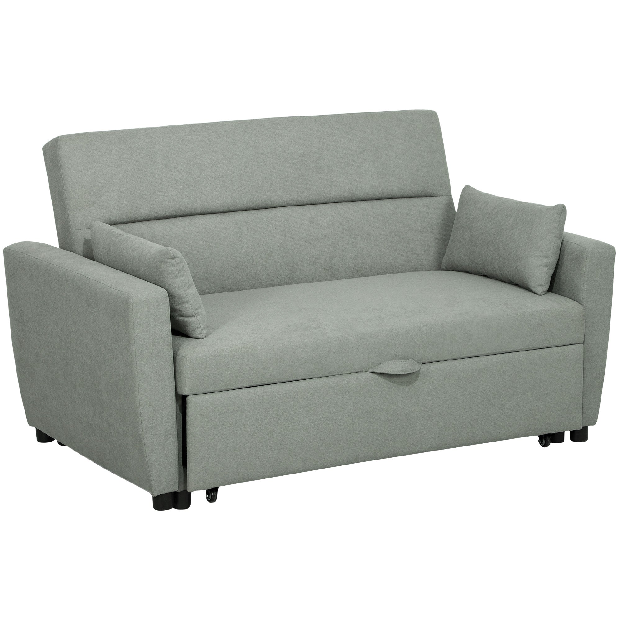 Sofa Bed 2-Seater Sleeping Function Adjustable Backrest Storage Velvet Look Light Grey