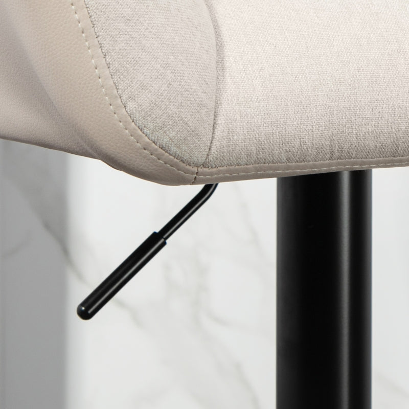 Bar Stool Set of 2 Retro Design Height Adjustable Faux Leather - Cream/Black