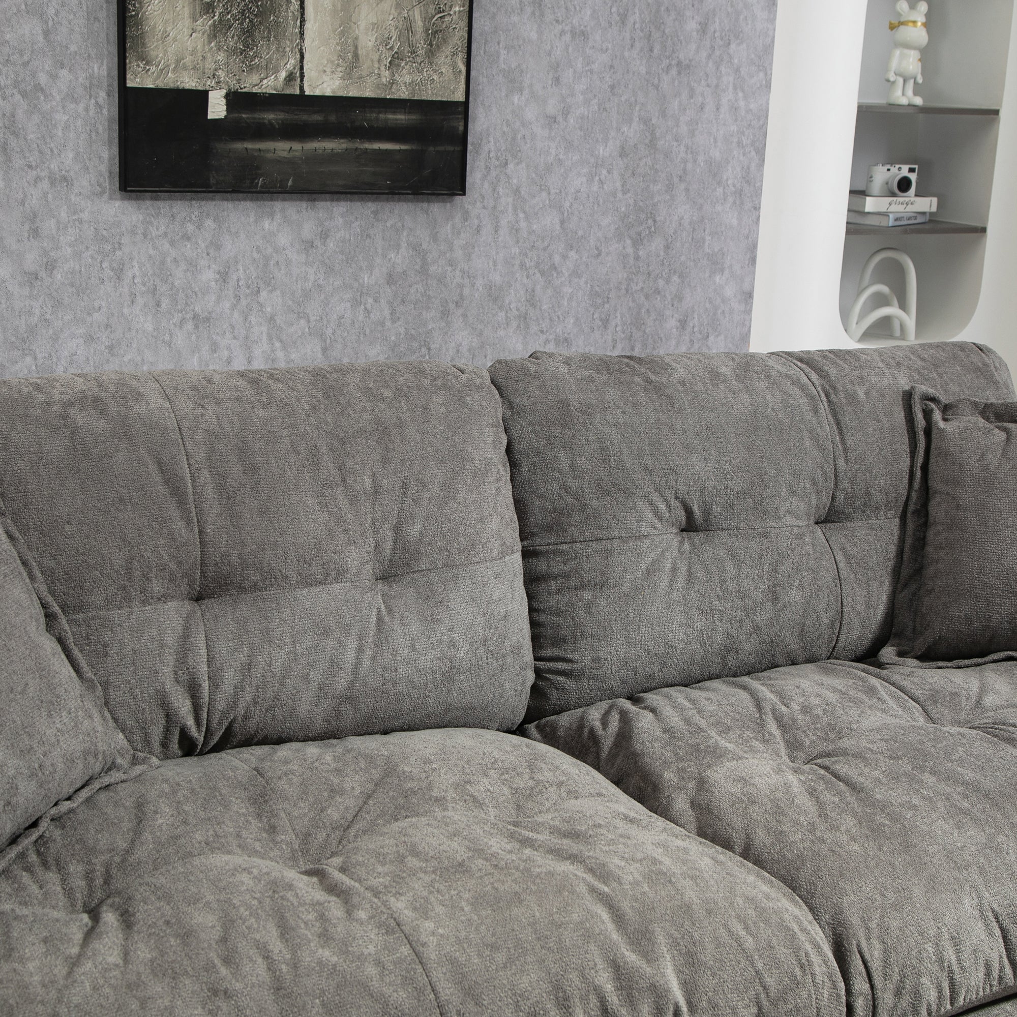 213 cm Two-Seater Sofa with Double Layer Cushions and Memory Foam, Chenille