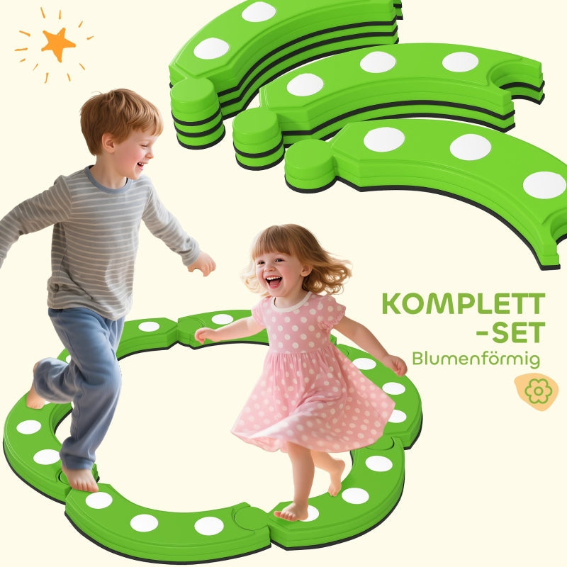 Balance Beam with 6 Curved Segments and Sensory Protrusions, 50 kg Capacity, Green