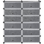Shoe Cabinet 12 Compartments Modular Storage Black