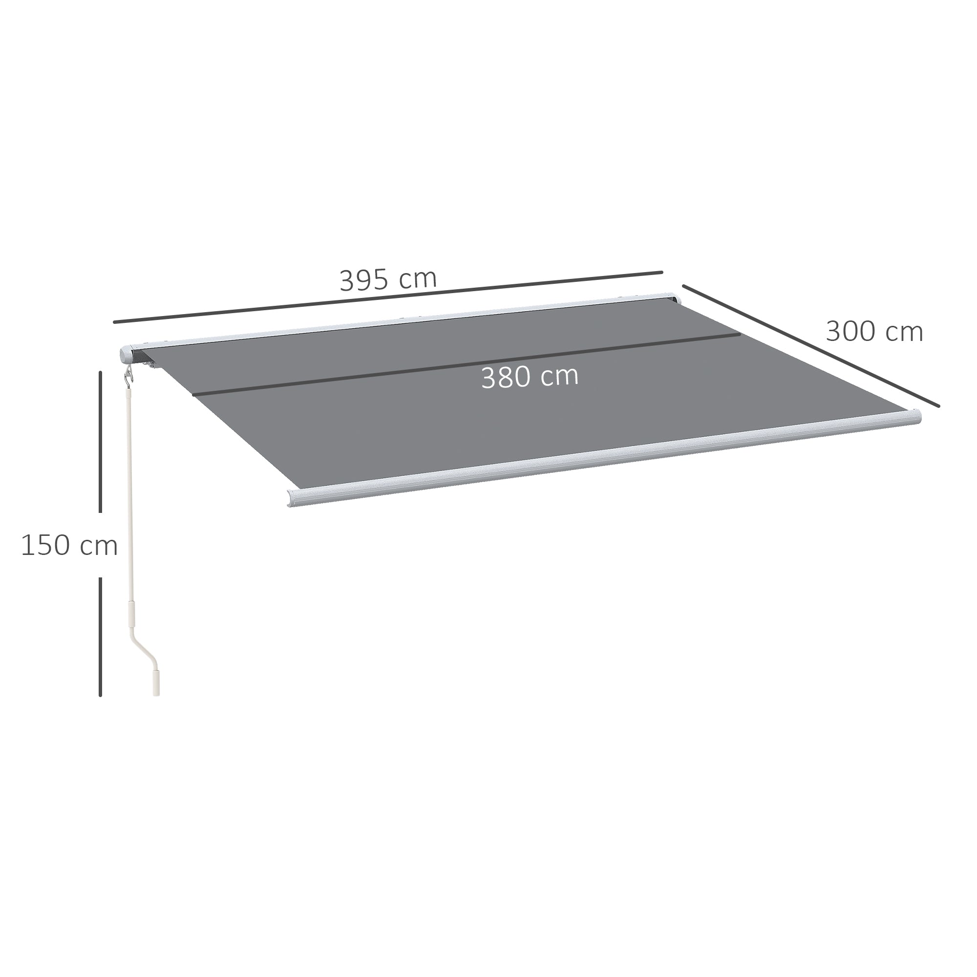 4x3m Retractable Awning, Full Cassette Electric/Manual with Remote Controller, Grey