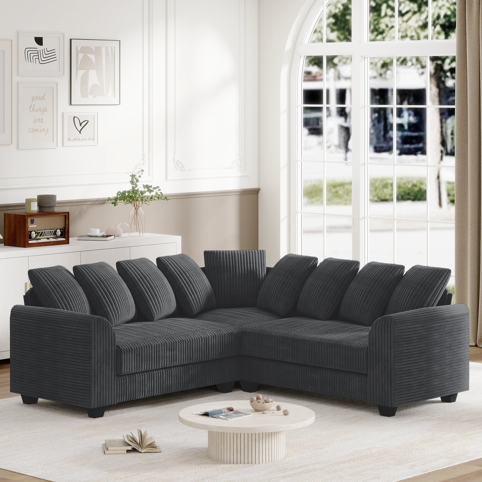 Modular L-Shaped Combination Sofa Repositionable Cushions