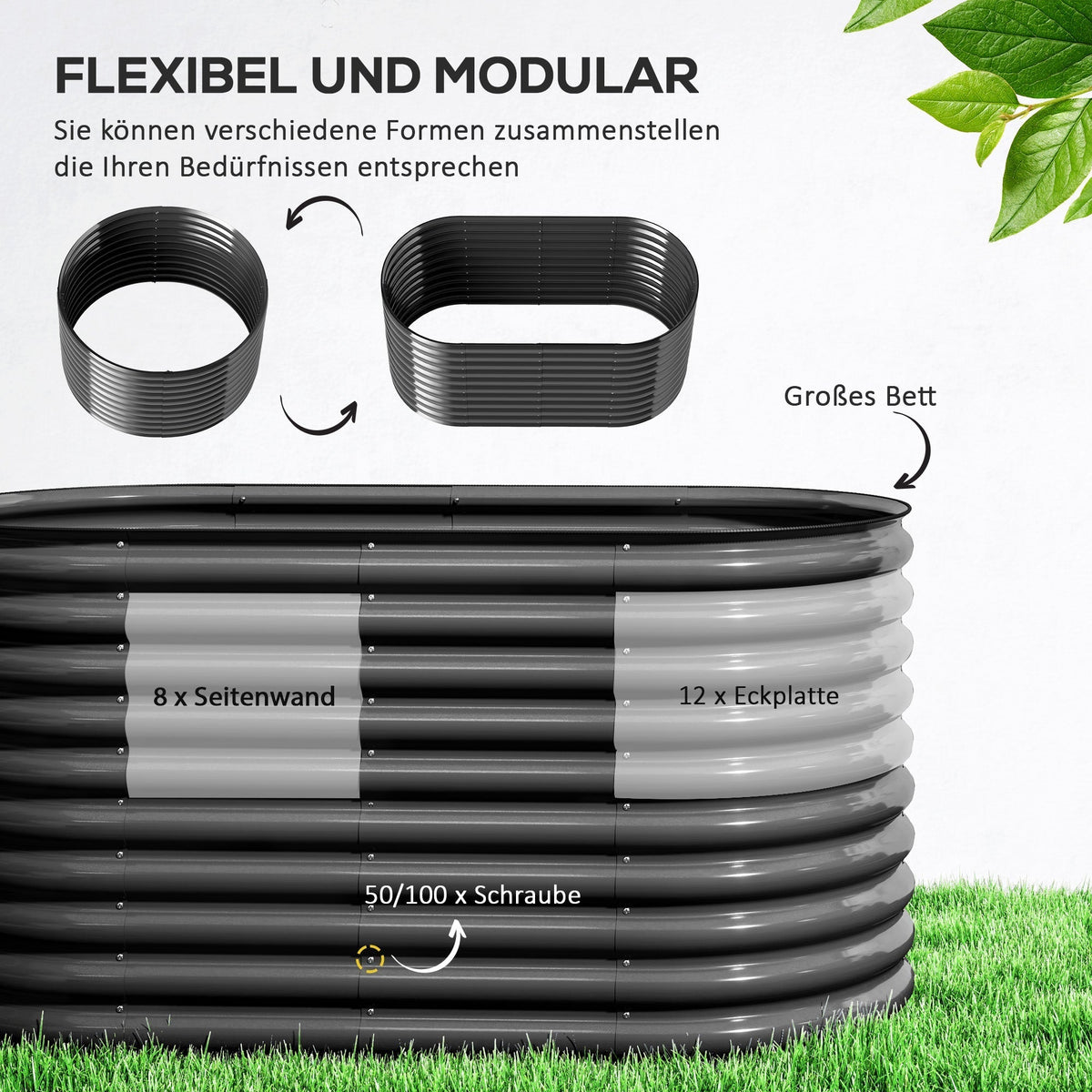 Raised Garden Bed, Stackable Planter Box 160x80x80cm for Vegetables & Flowers, Steel