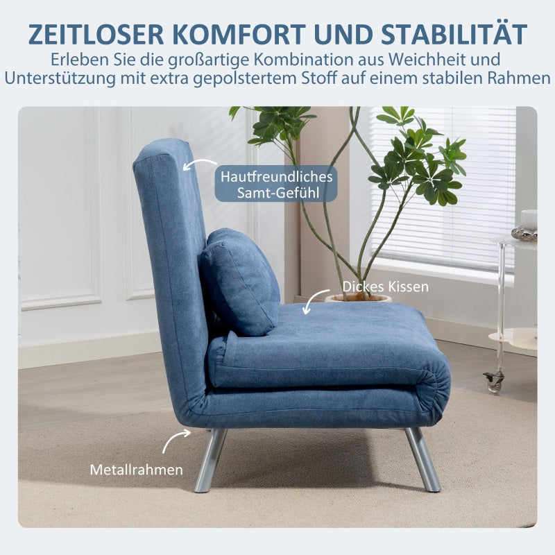 Polstersessel, 2-in-1 Schlafsofa, Stoff Blau