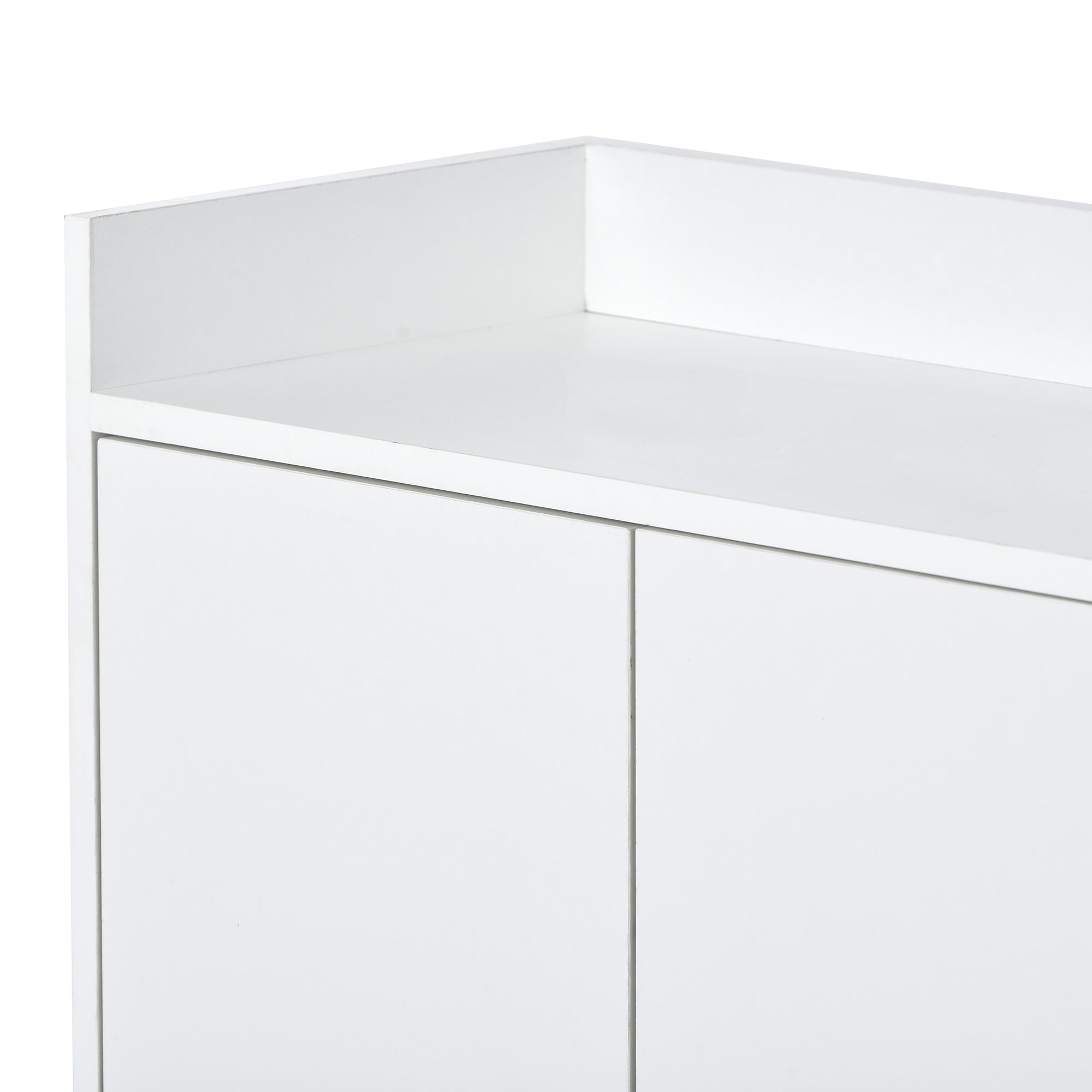 Sideboard, Minimalist 4-Door Handleless Buffet Cabinet, White