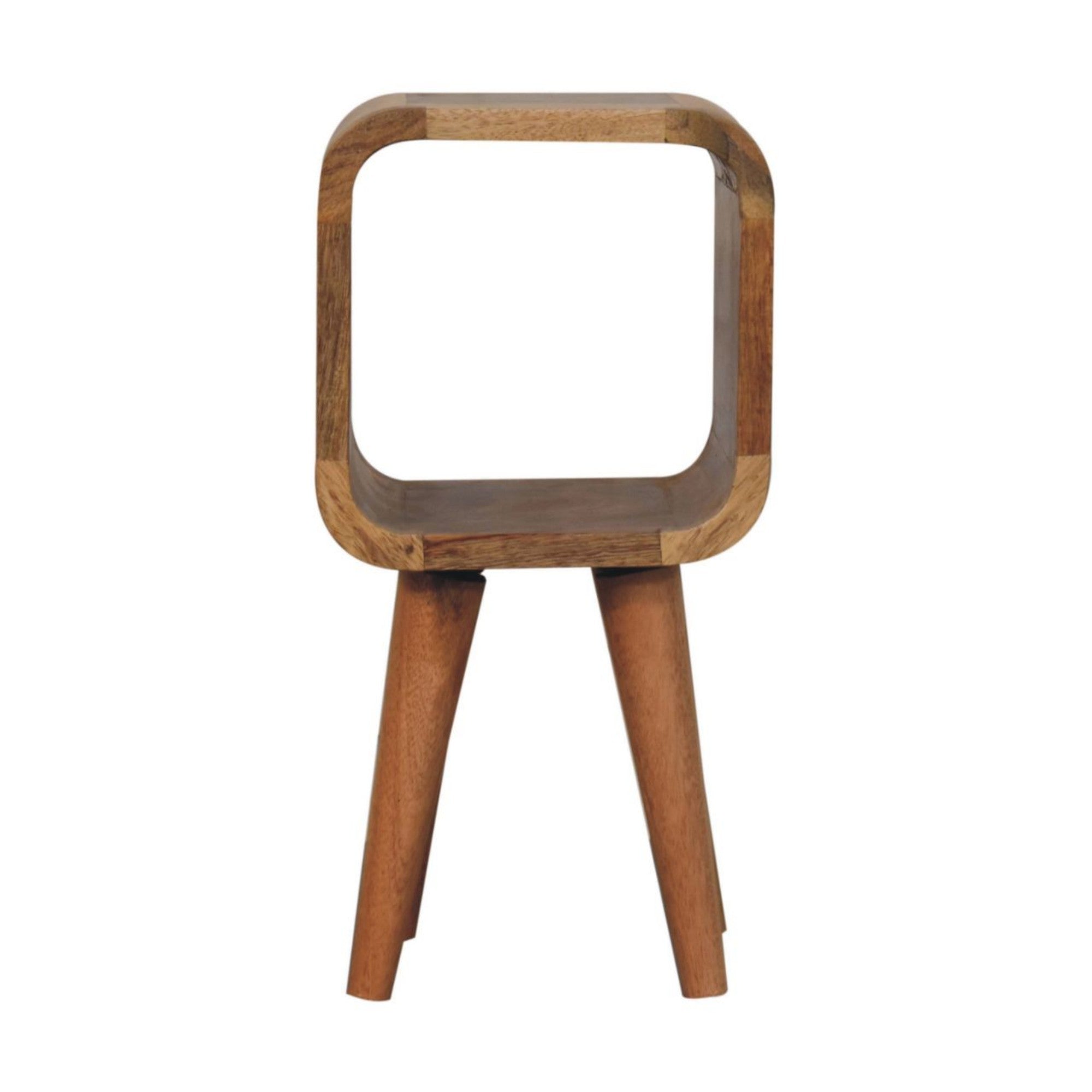 Solid Wood Bedside, Extra Mini Minimalist Open Curved Open Slot, Oak-ish Brown