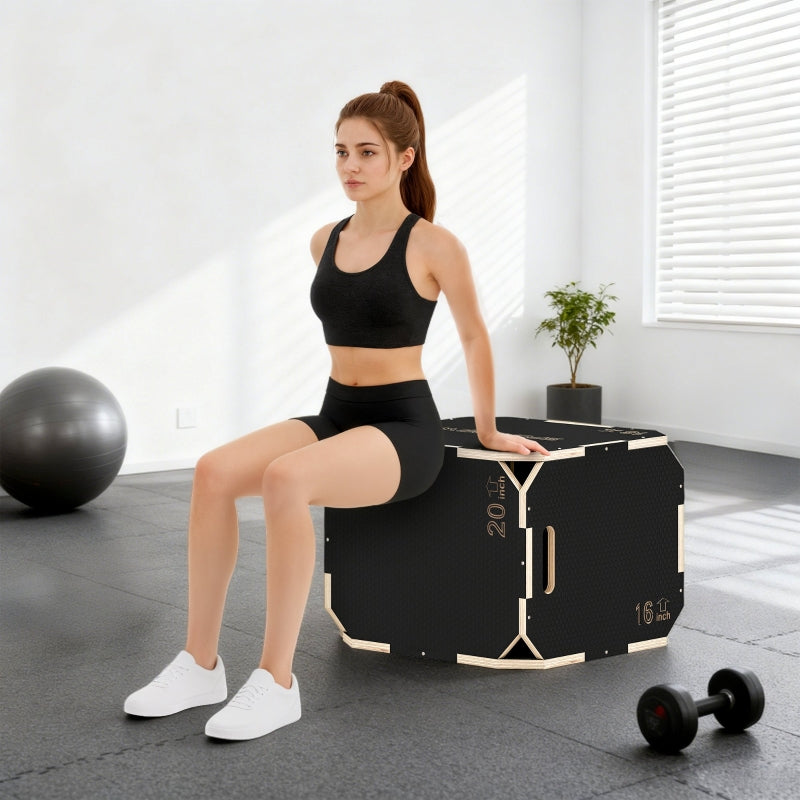 Jumping Box Smooth Corners Height Adjustable - Plywood Black