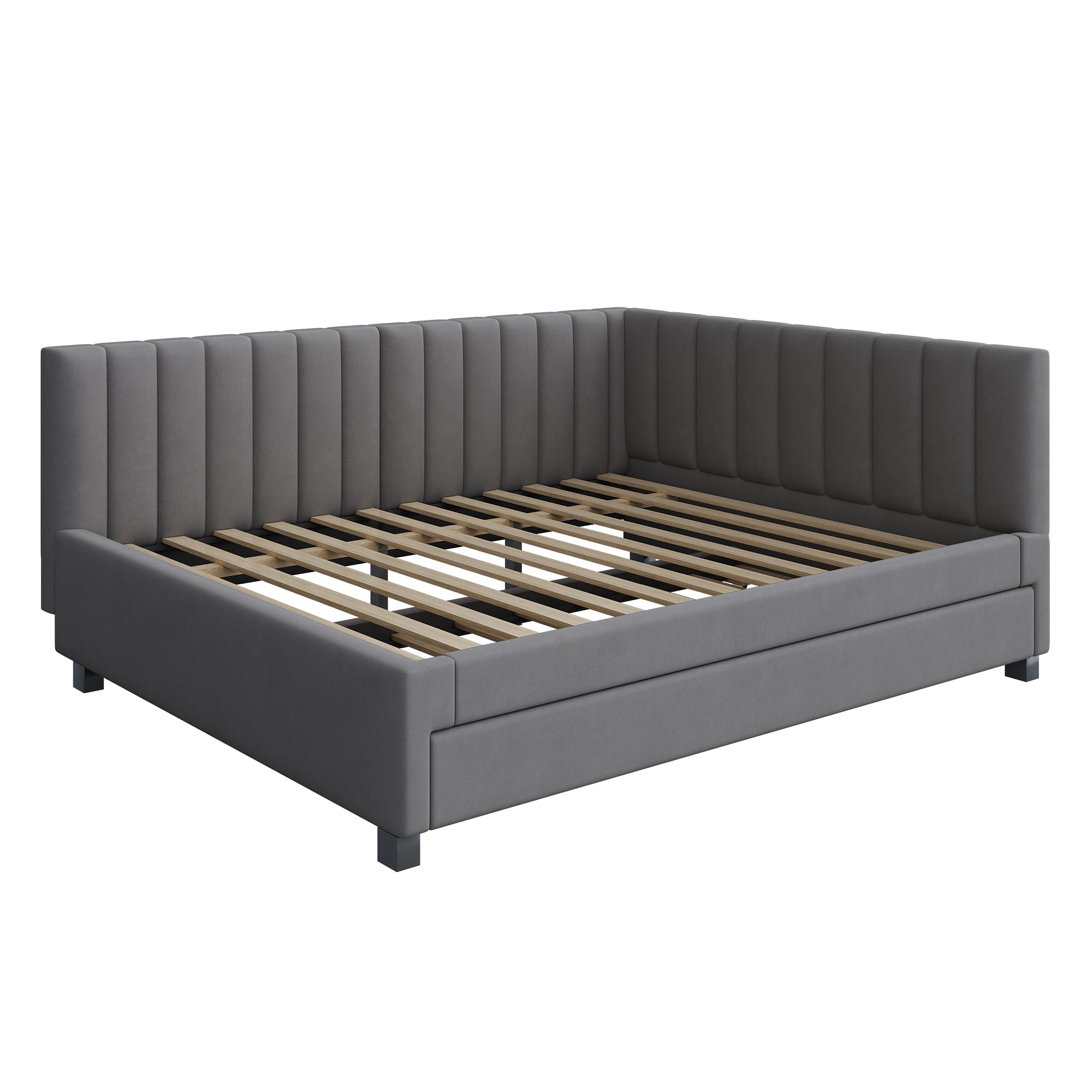 Upholstered Bed 140*200, Pull-Out Sofa Bed, Multifunctional, Velvet Gray