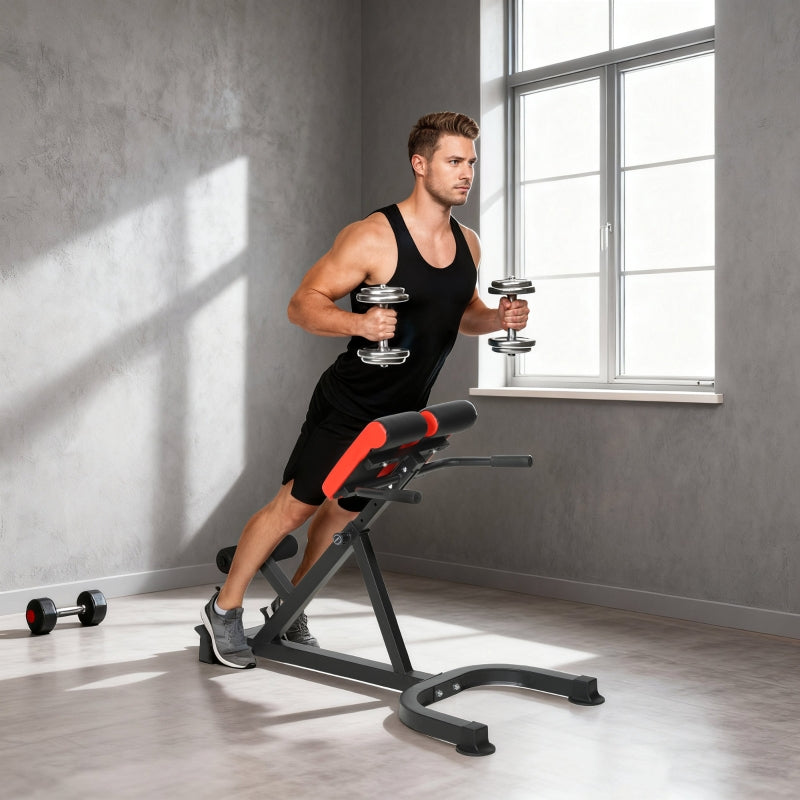 Training Chair Fitness Bench Weight Bench, Adjustable Handles, Steel Red+Black