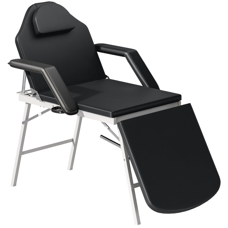 Portable Massage Table 3 Section Adjustable Foldable Faux Leather Black
