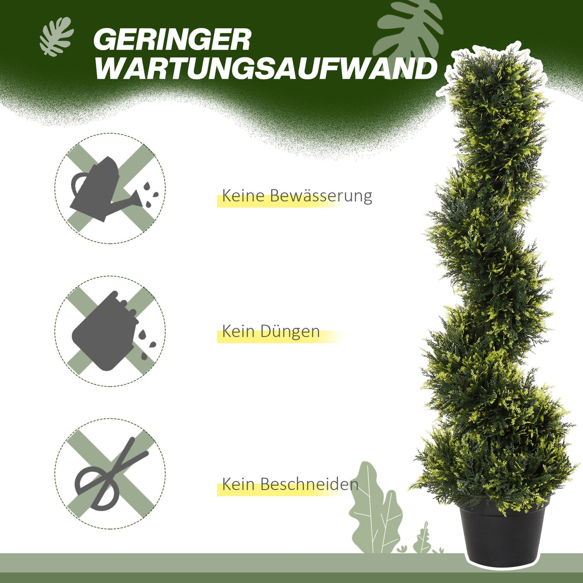 Artificial Cedar Trees Set of 2, Large 90cm Spiral Plant for Decoration, Plastic