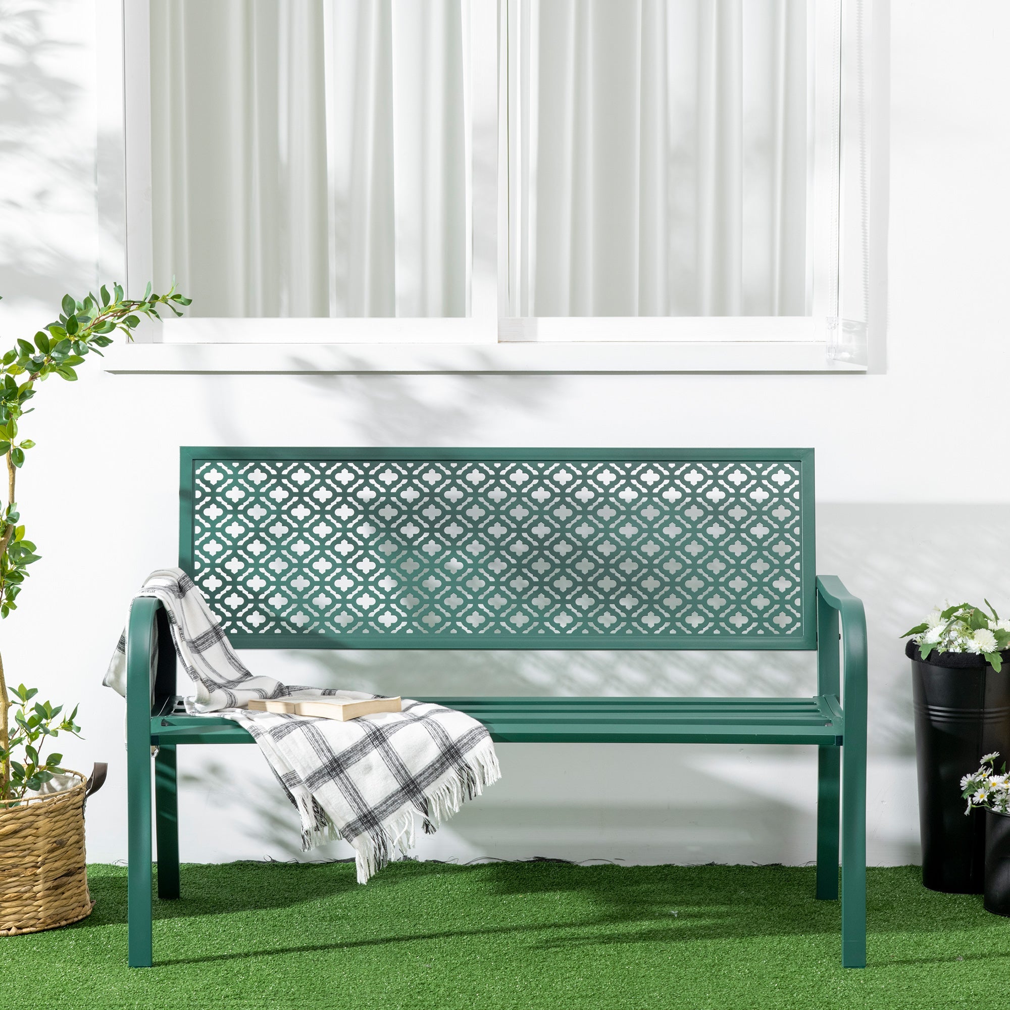 Garden Bench, 280 kg Load Capacity Weatherproof, Dark Green