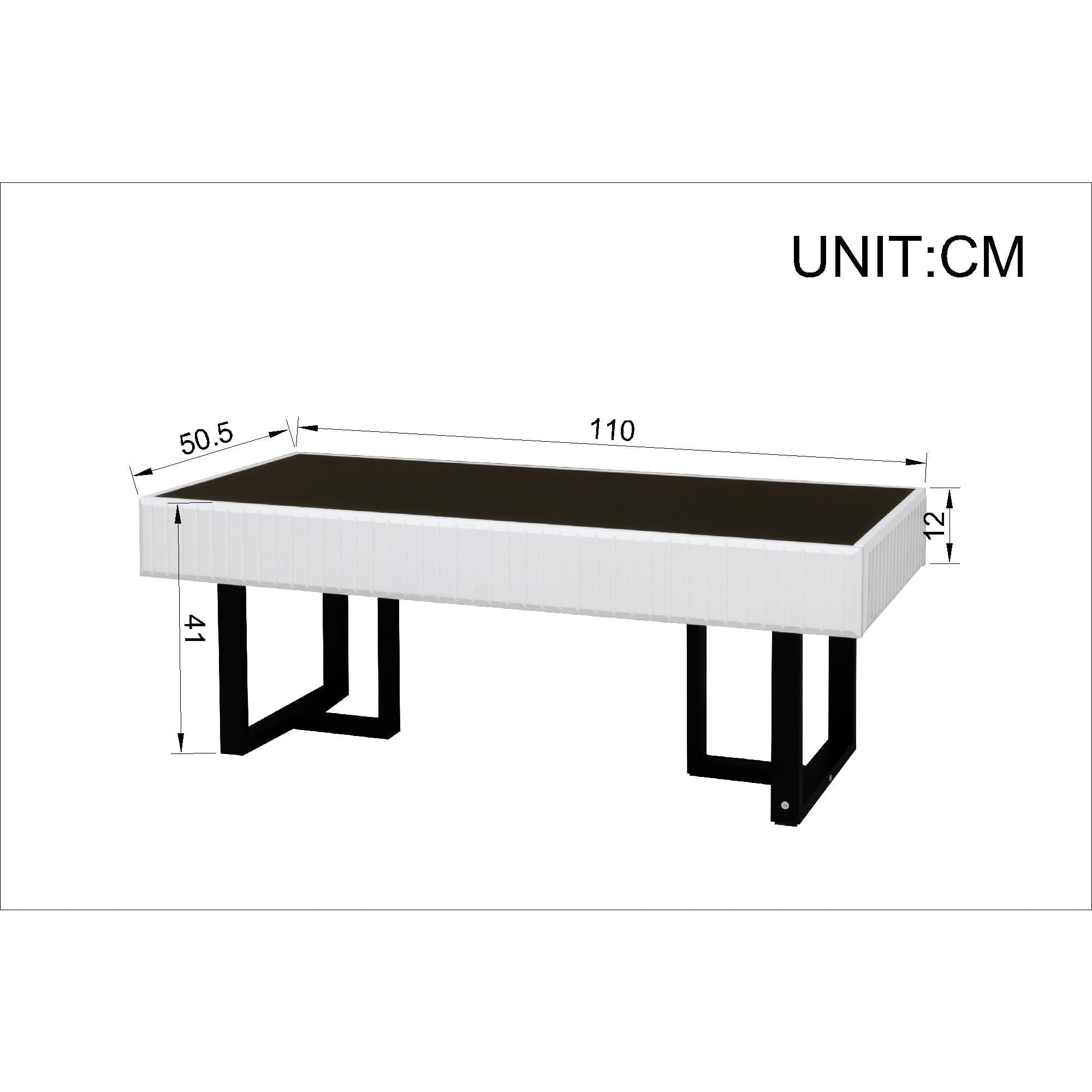 Coffee Table and TV Cabinet Set Modern Minimalist Storage Furniture - Black and White Stripe