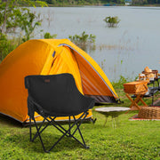 Campingstuhl faltbar mit Seitentasche, Stahlbeinen, schwarzem Oxford-Stoff