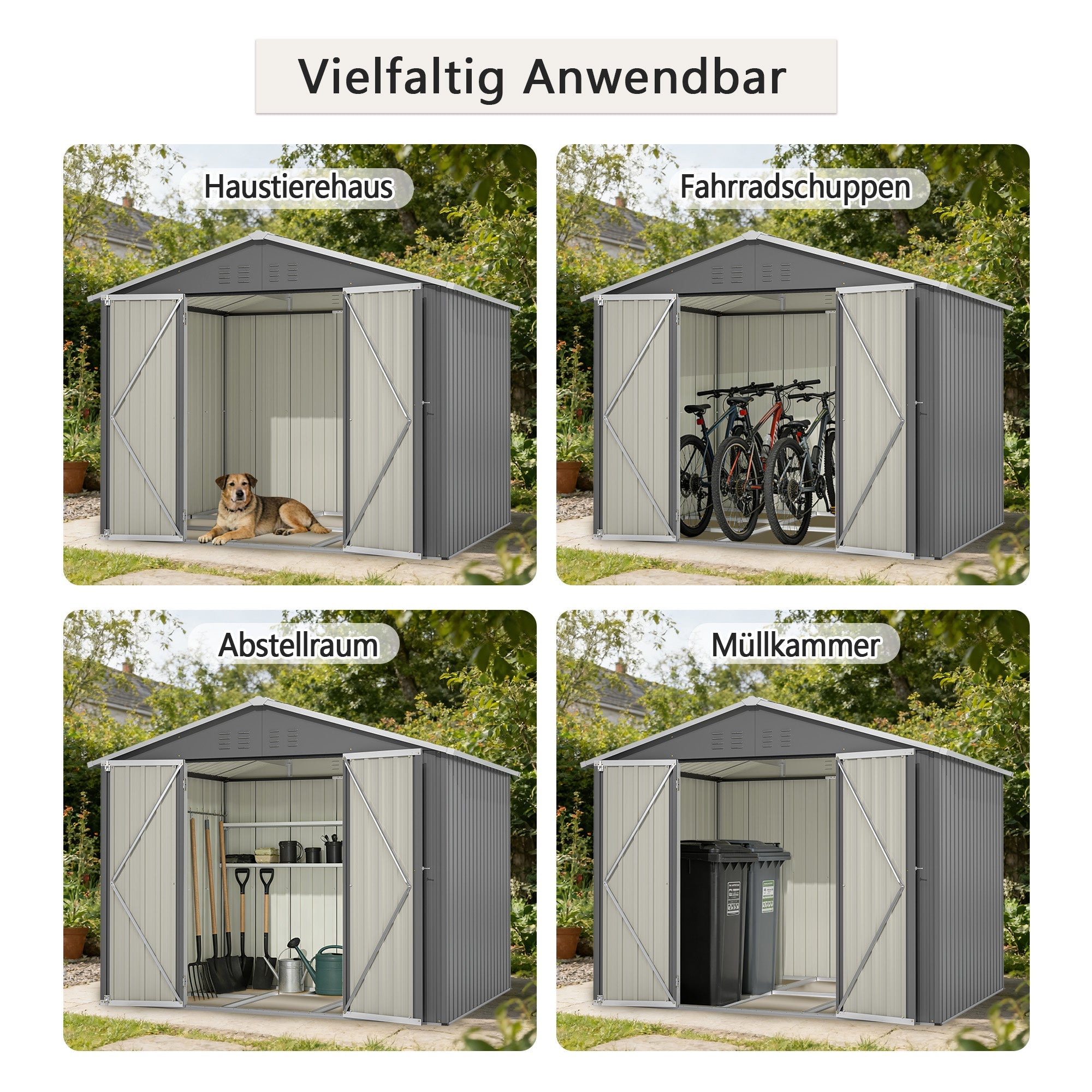 Metal Garden Shed, 8x6 FT with Hinged Door for Tools and Equipment, Anthracite