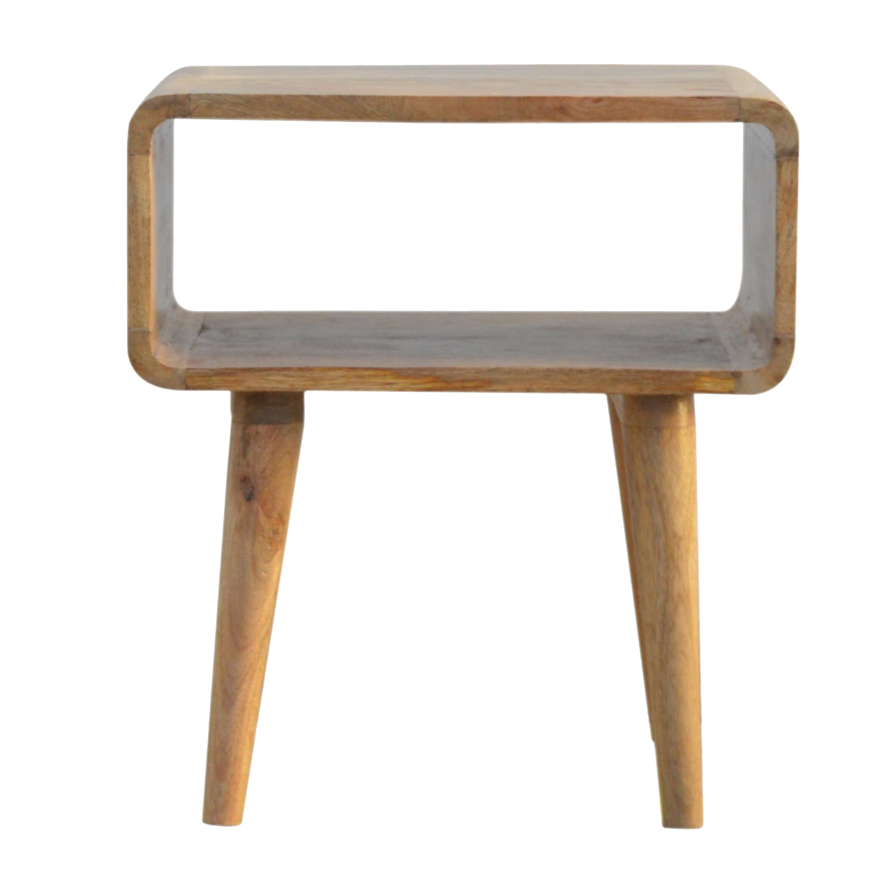 Solid Wood Curved Open Bedside, Open Slot, Brown