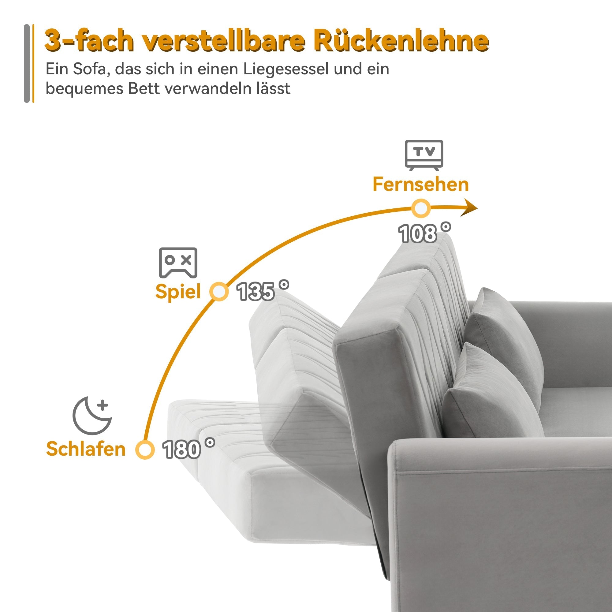 Sofa Bed, Small Two-Seater with Sleep Function, Velvet Fabric