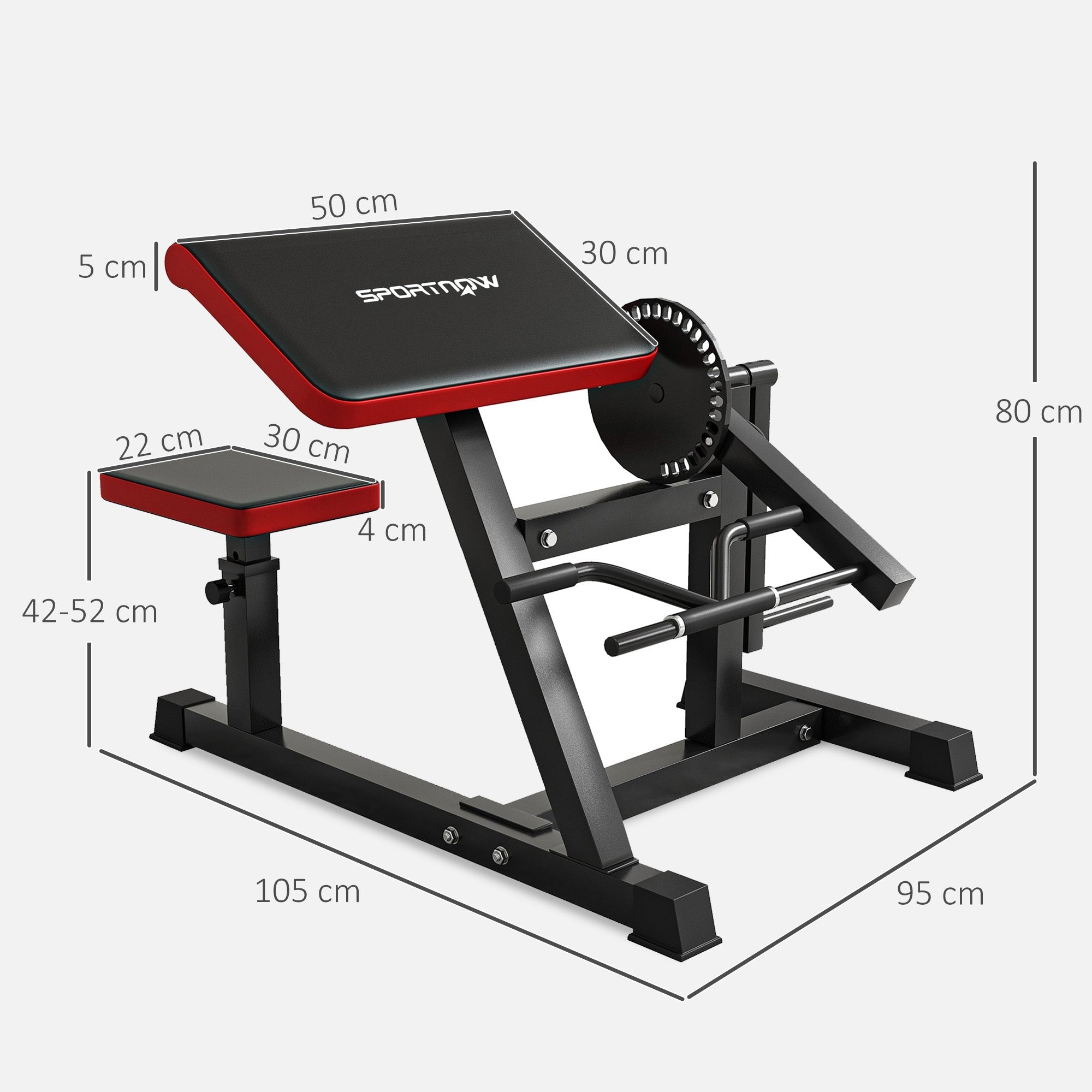 Biceps Triceps Curl Machine, 5-Level Adjustable Seat, Synthetic Leather Black
