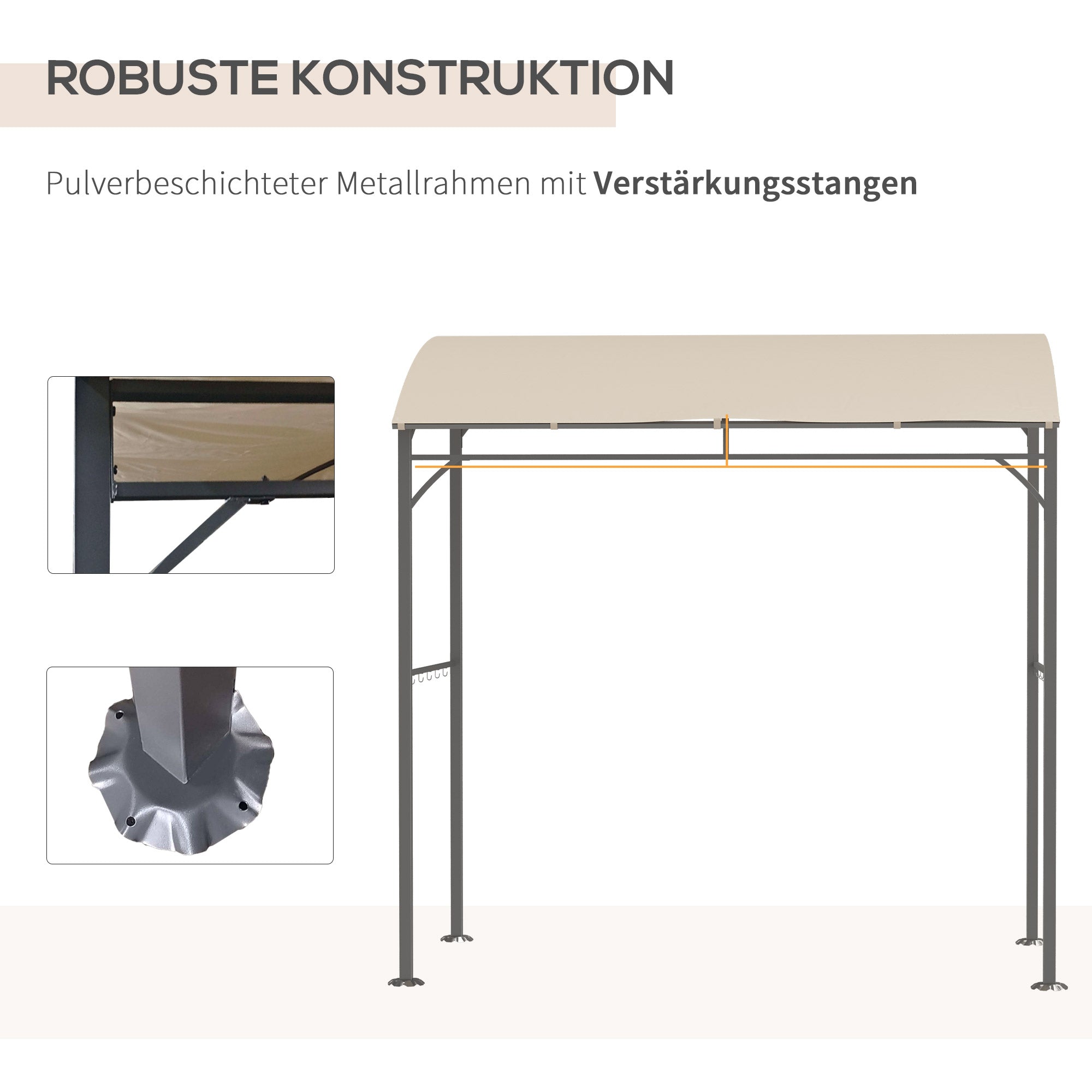Barbecue Pavilion with UV-Resistant Canopy, Steel Frame & Hooks, Polyester Beige