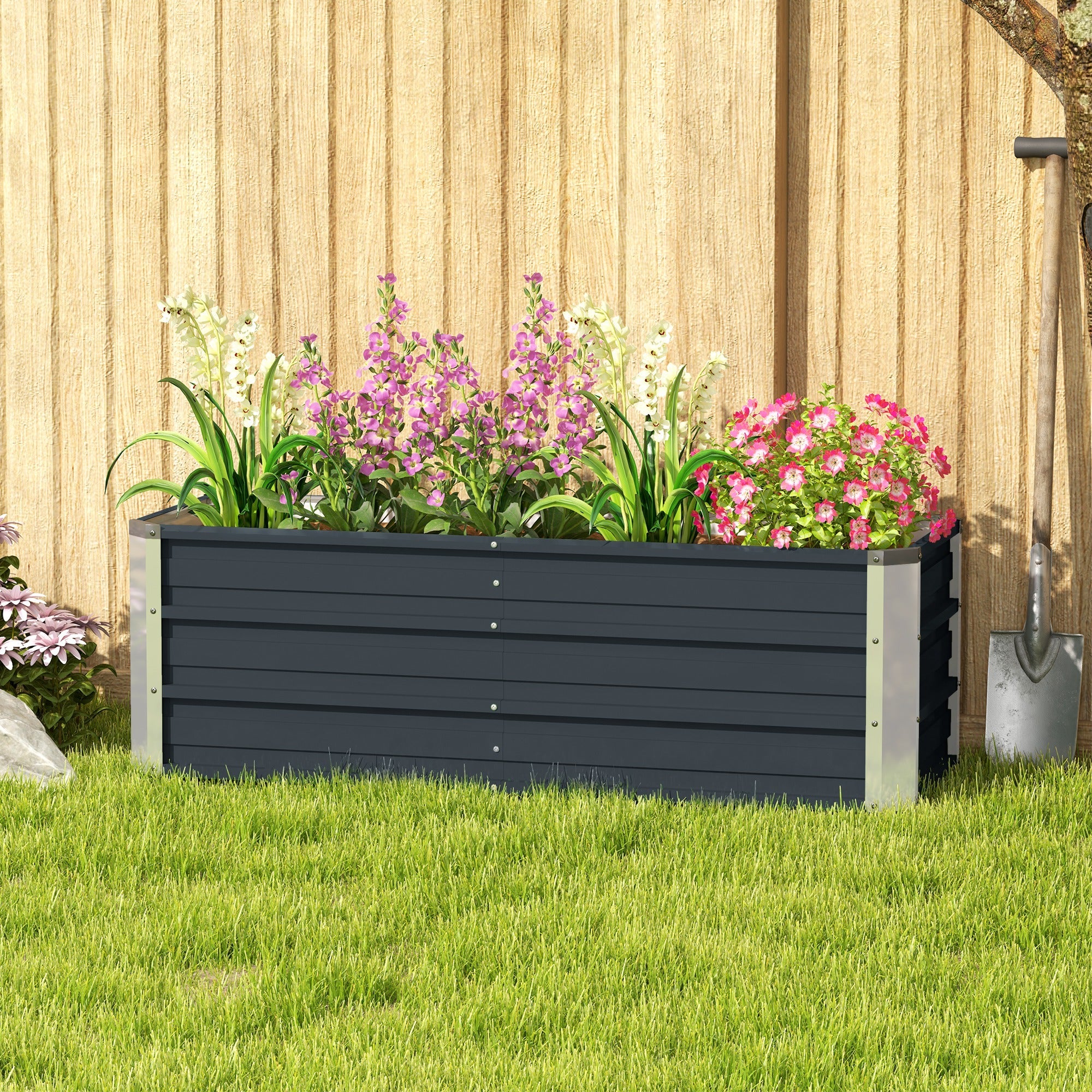 Steel Raised Garden Bed/Planter 125x47x40cm, Charcoal Grey