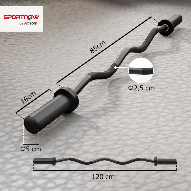 Olympic Barbell with 5 cm Sleeves and 100 kg Load Capacity, Black Steel
