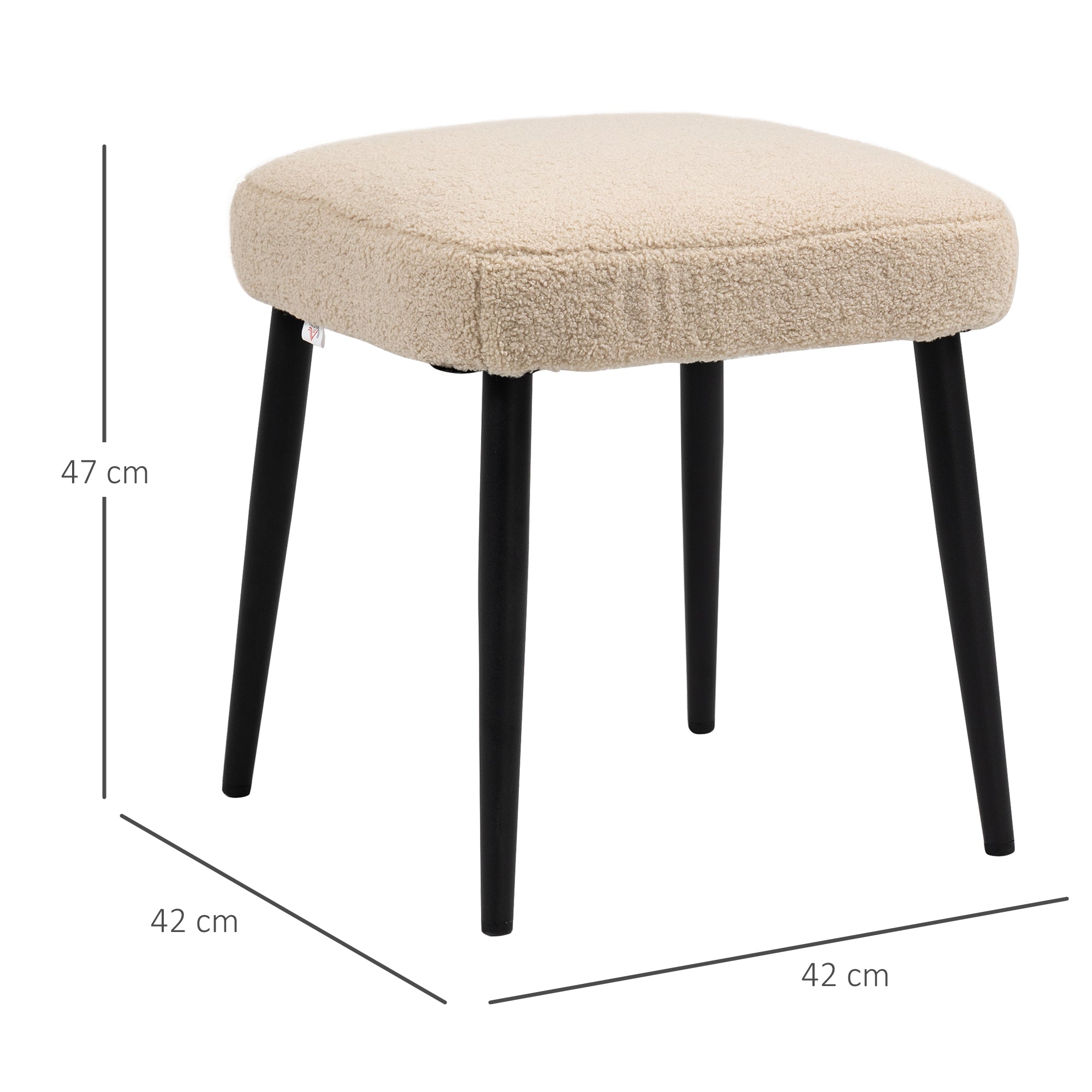 Hocker Quadratischer Hocker Schminkhocker Stahlbeine Kaschmir-Optik Beige