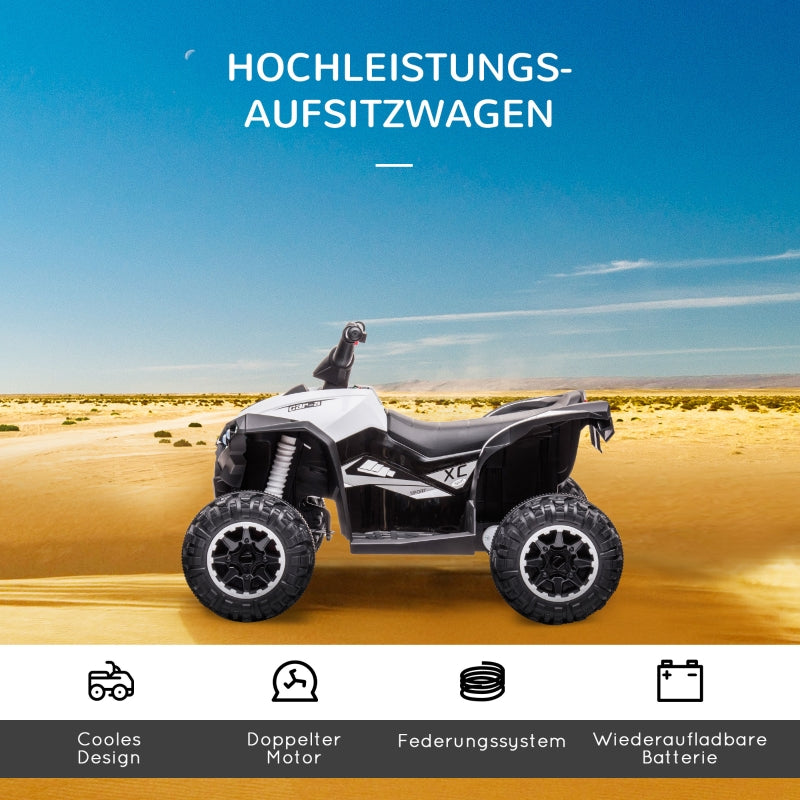 Children's Quad Electric Car, 6 km/h, Sound and Light, Black and White