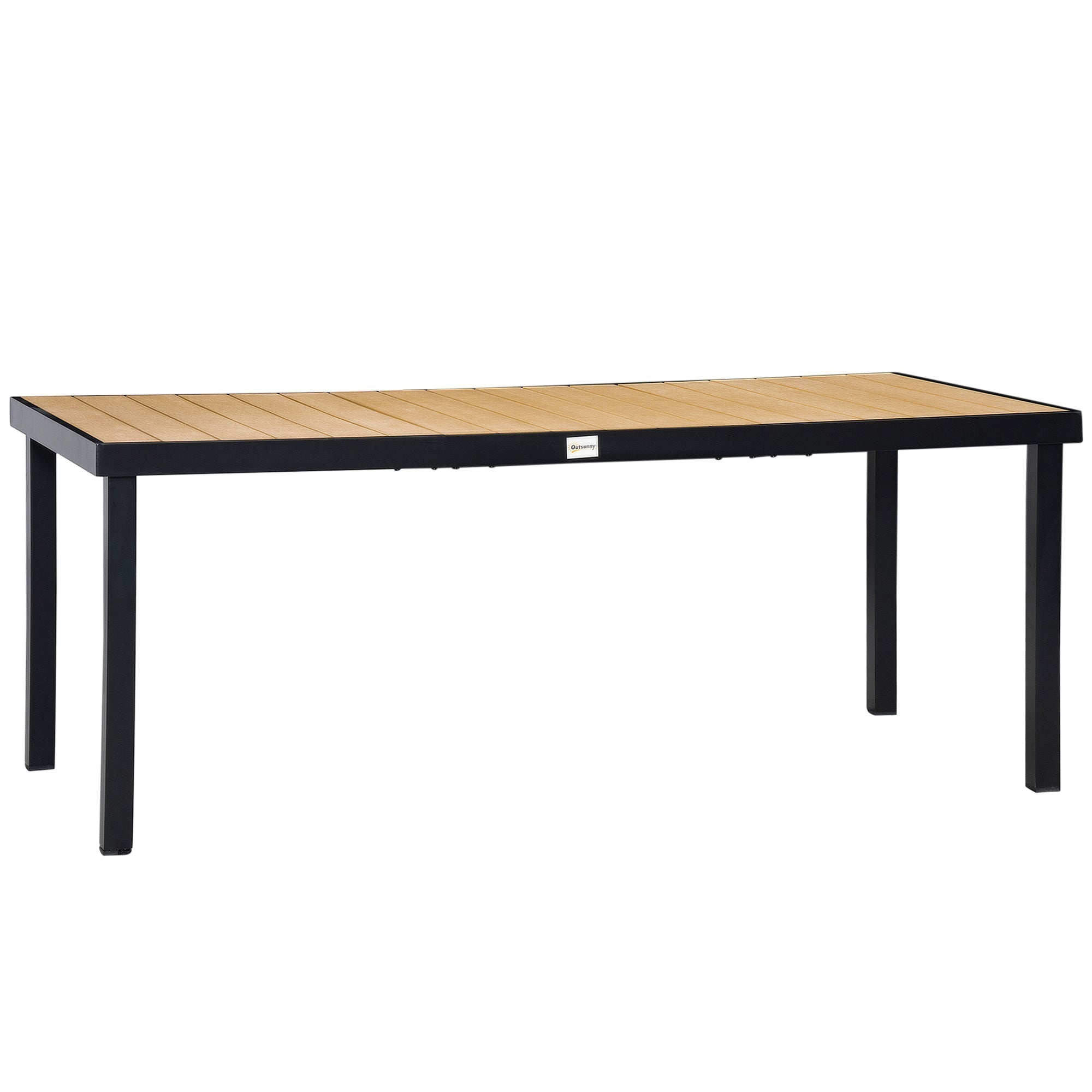 Garden Table Dining Aluminium 8-Person 190x90cm Easy-Care Natural & Black