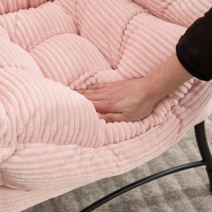 Lazy Chair with Ottoman, Modern Lounge Accent with Armrests & Side Pocket, Pink