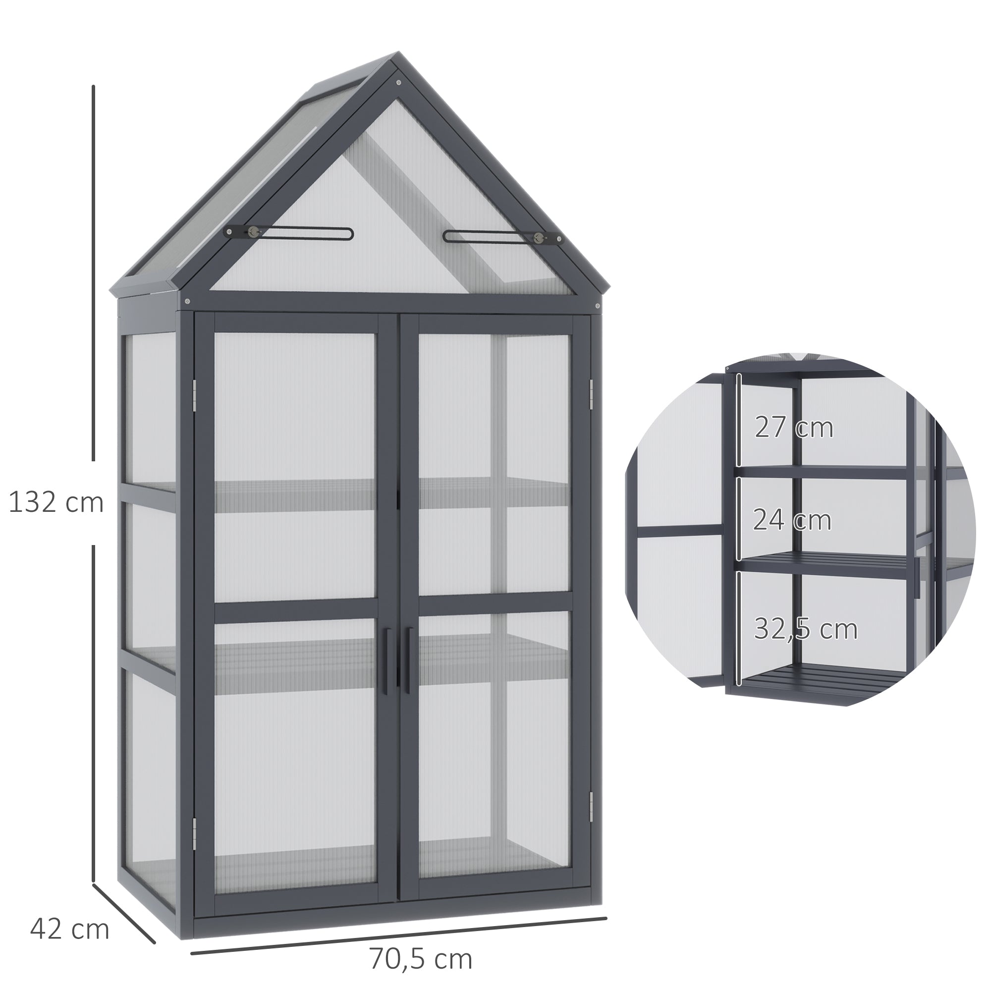 Cold Frame Greenhouse 3 Level Hinged Roof Wood Natural
