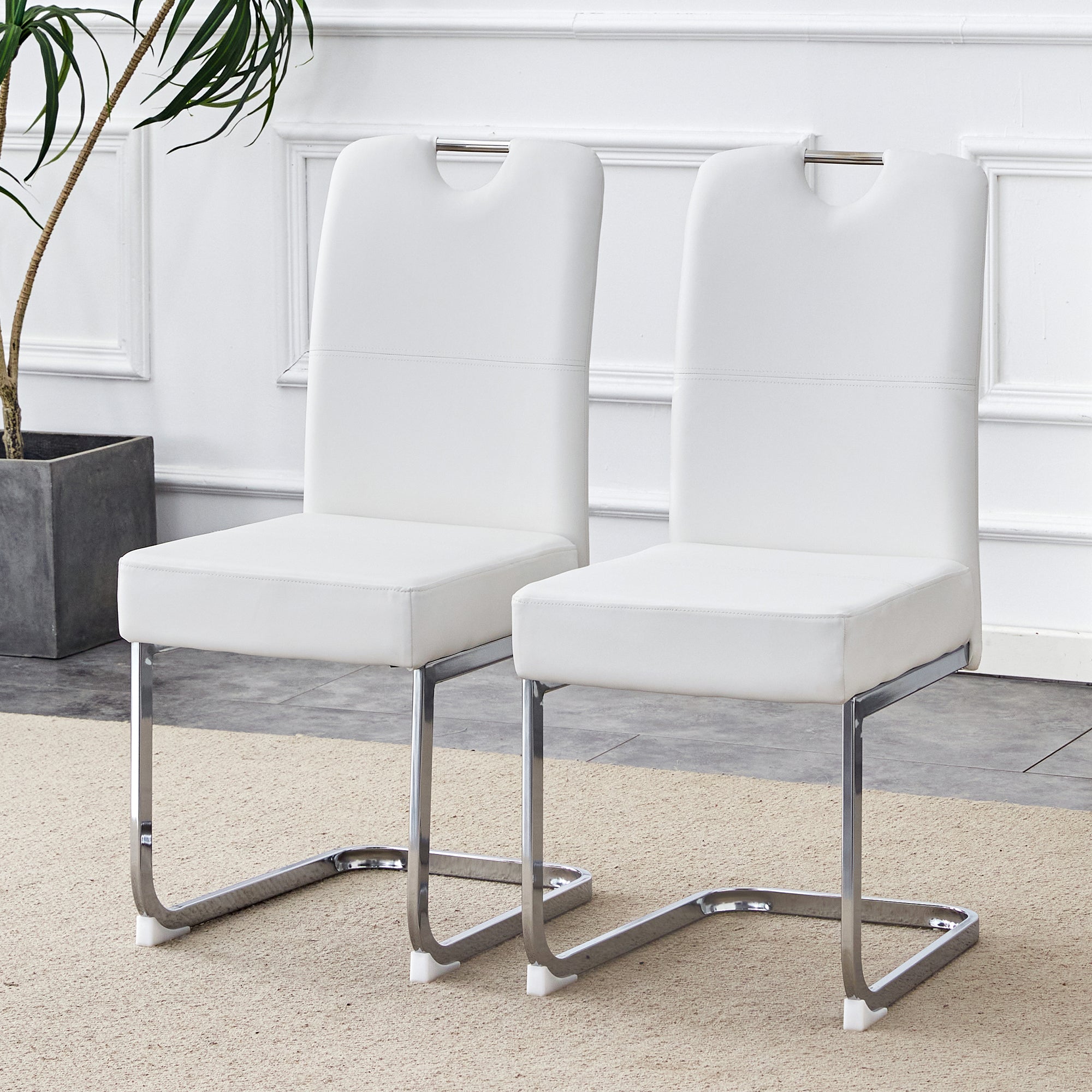 Dining Chairs Set of 2 Thickened Spring Ergonomic - White