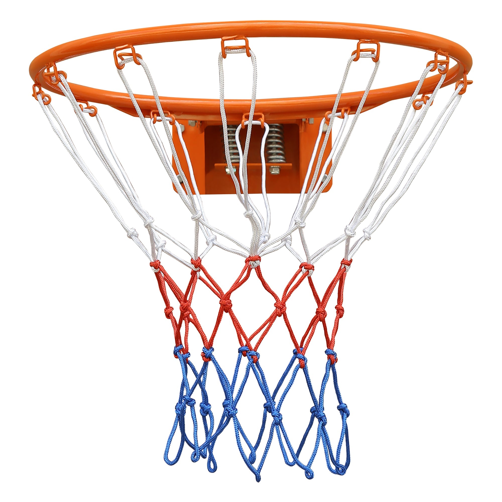 Double Spring Basketball Rim, Shock Absorption, 4-Point Stabilization, Steel, Orange