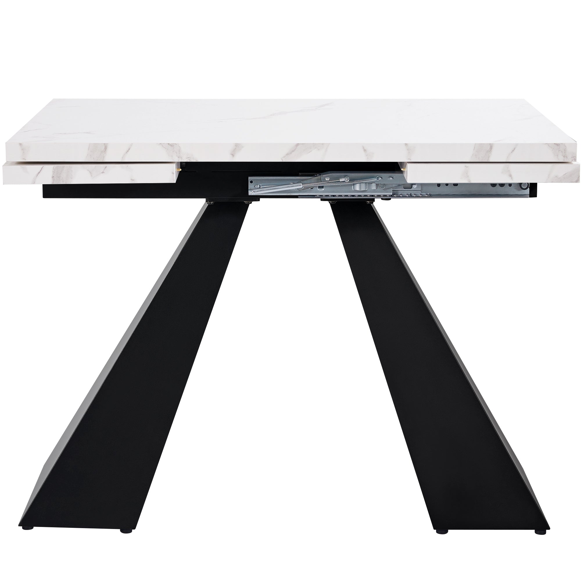 Telescopic Dining Table 99-159cm Extendable Pedestal Legs - White