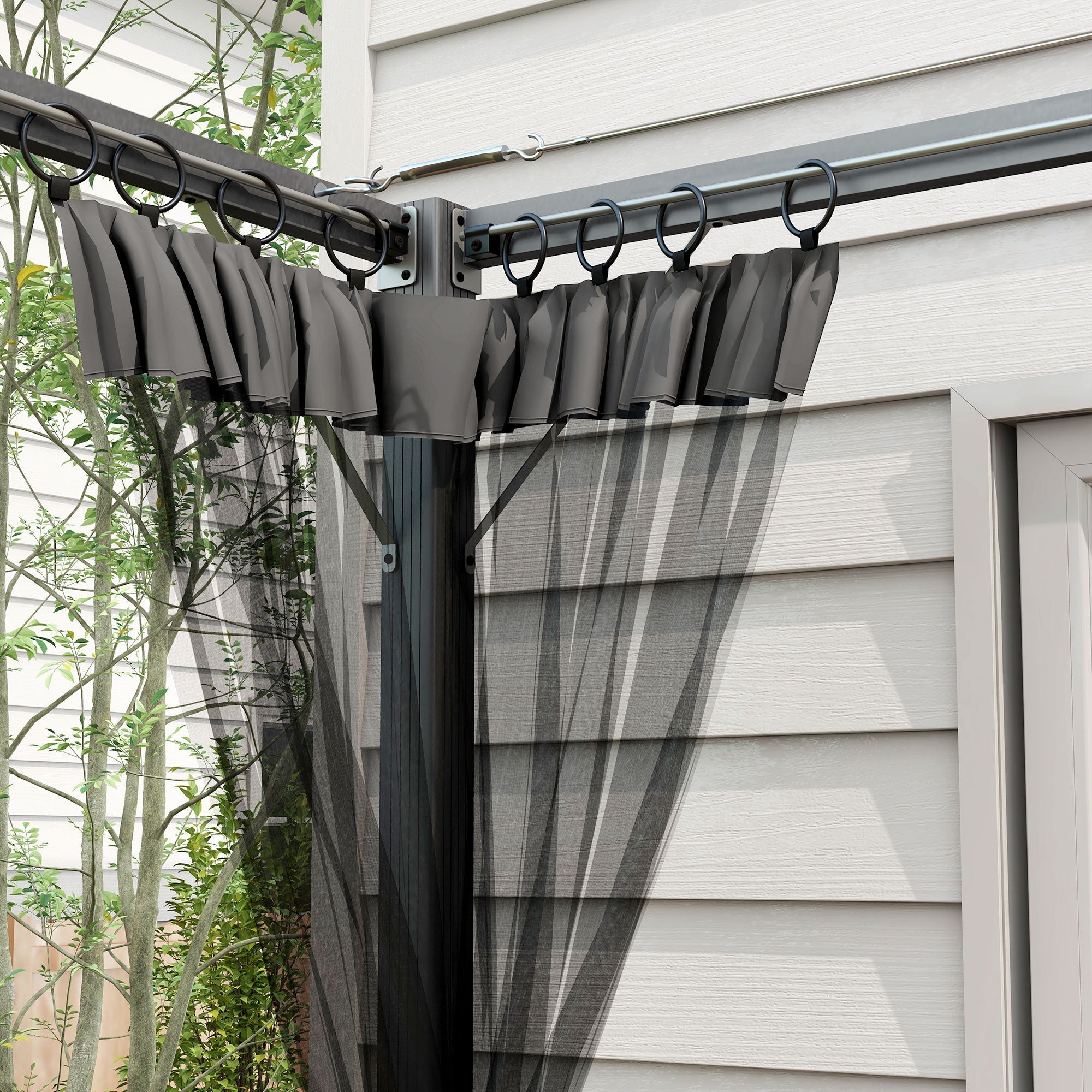 3 x 3m Pergola with Retractable Roof - Dark Grey Aluminium