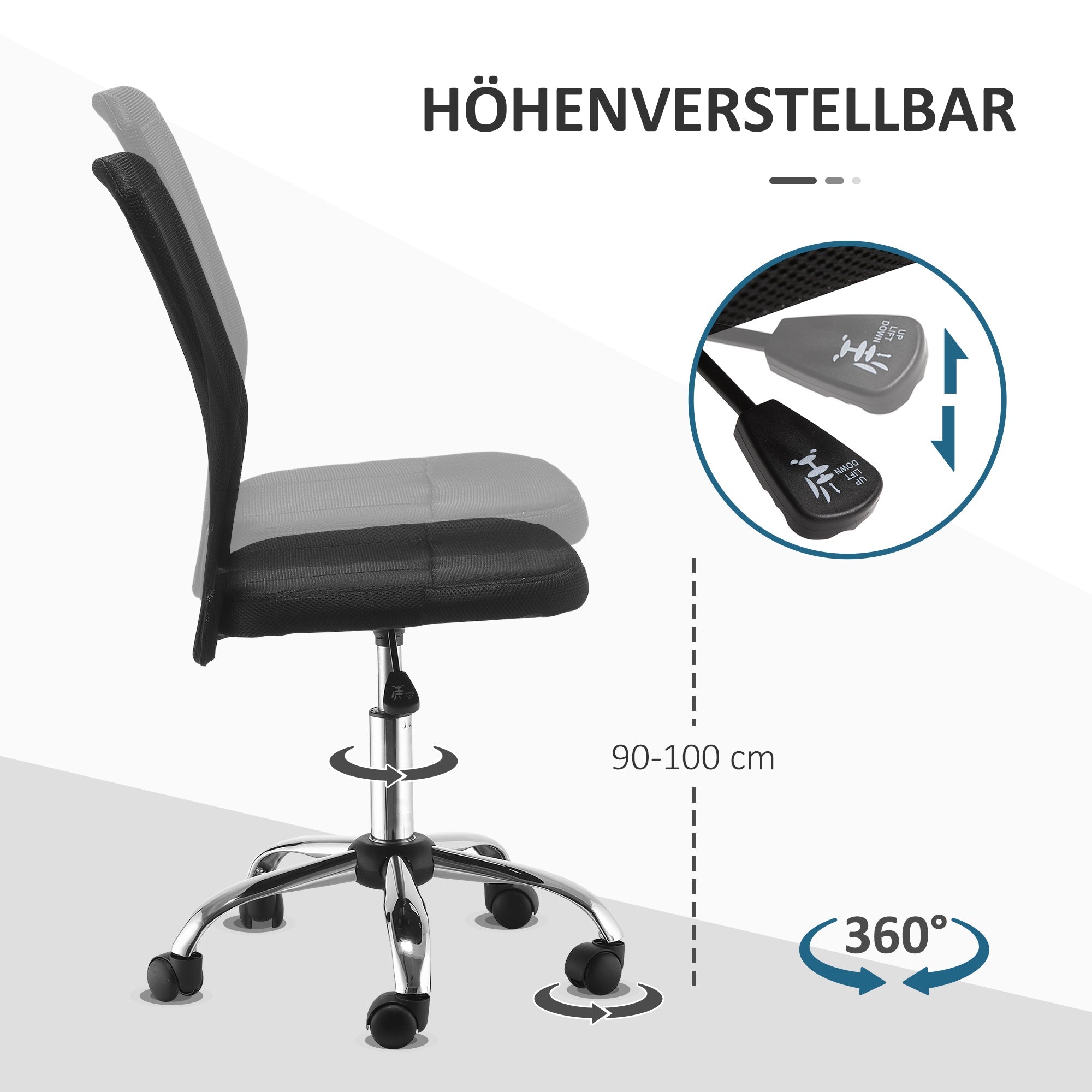 Vinsetto Office Chair, Ergonomic & Height-Adjustable, Black