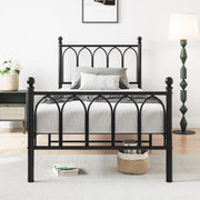 Metal Bed Frame 90x200cm Vintage Headboard Footboard Under-bed Storage - Black