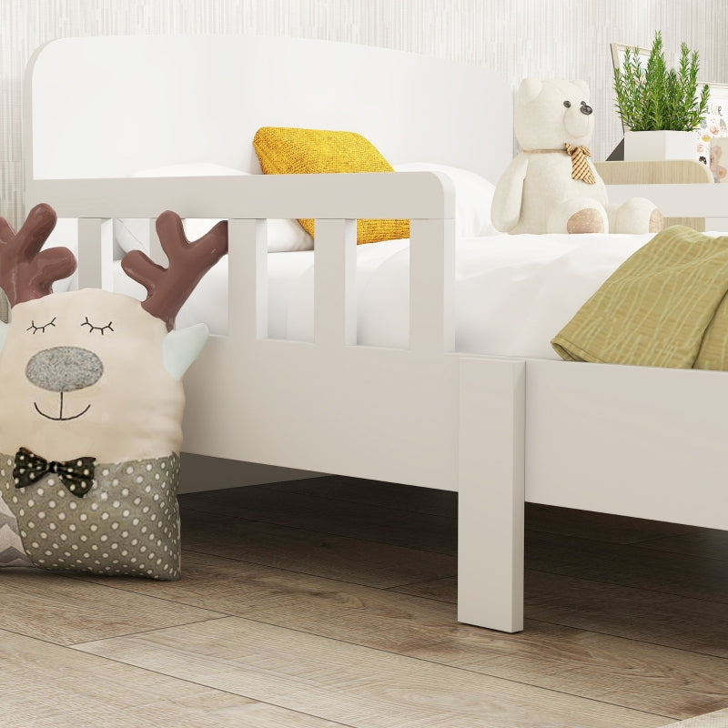 Children's Bed with Safety Rails, Toddler Bed for 3-8 Years, MDF White