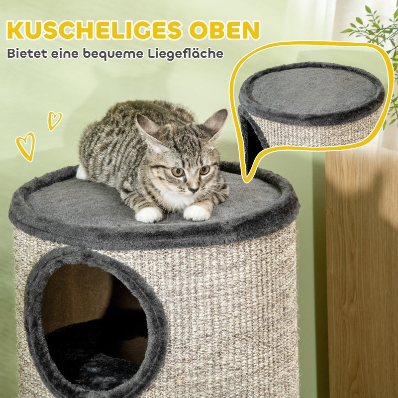 Katzenkratztonne, 3-stöckige Sisal-Oberfläche, Grau