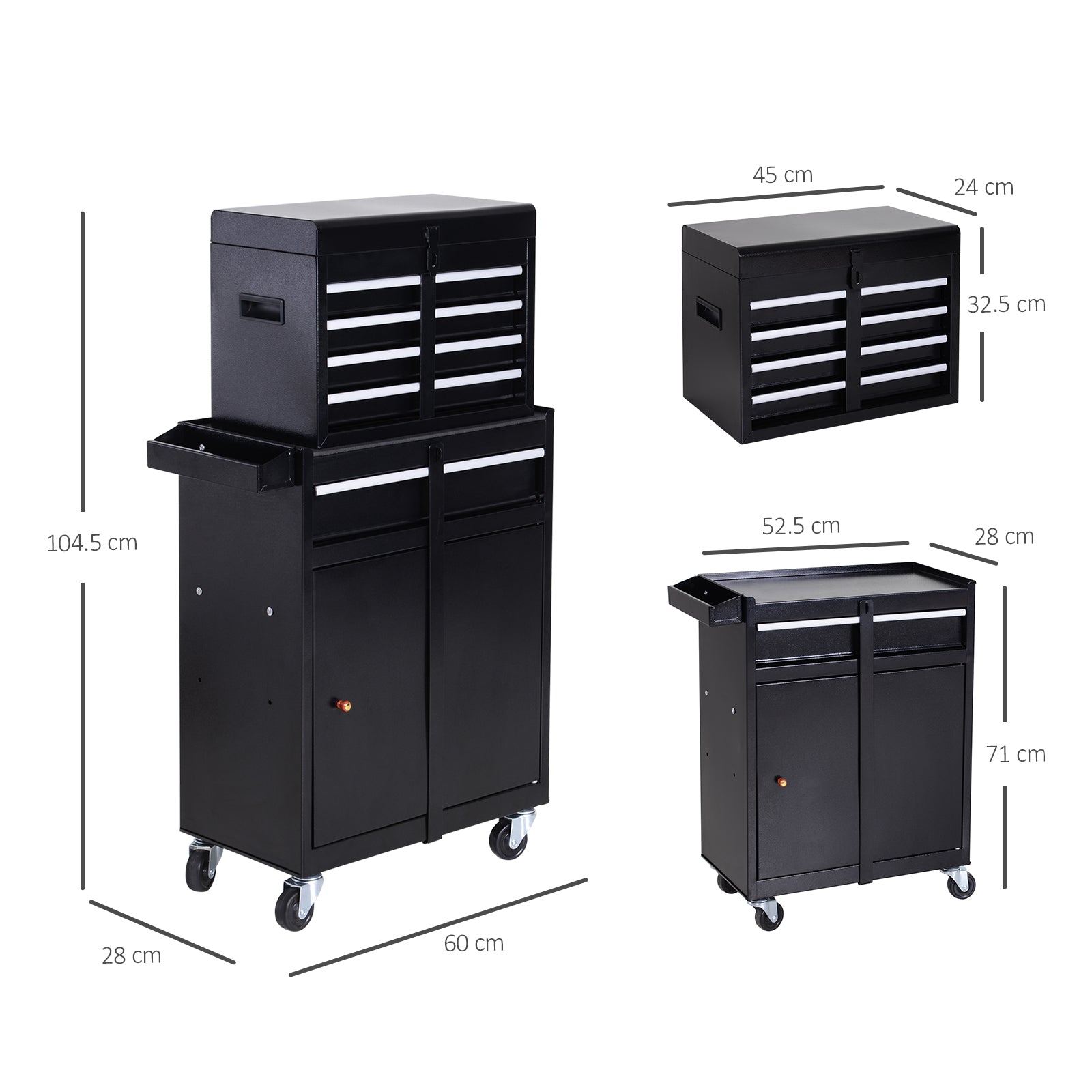 DURHAND workshop trolley, 5 drawers, 360° casters, mobile & space-saving, metal