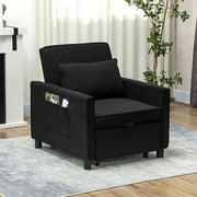3-in-1 Sleeper Chair Folding Bed Recliner Adjustable Support Corduroy Black