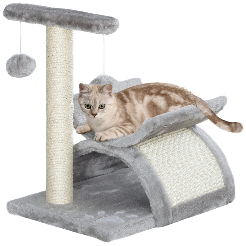 Cat Tree, Cat Tower for Kittens with Rotatable Top Bar, Sisal Scratching Post, Tunnel, Dangling Balls - Grey