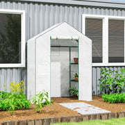Greenhouse, Roll-Up Door, Window, Shelves, 143x74x190cm, White