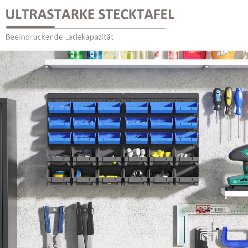 Storage Rack, Workshop Storage 30 Stackable Boxes 63x18x37.5cm, Blue