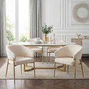 Set of 4 Dining Chairs, Comfortable and Breathable Modern Style, Beige Velvet and Champagne Gold