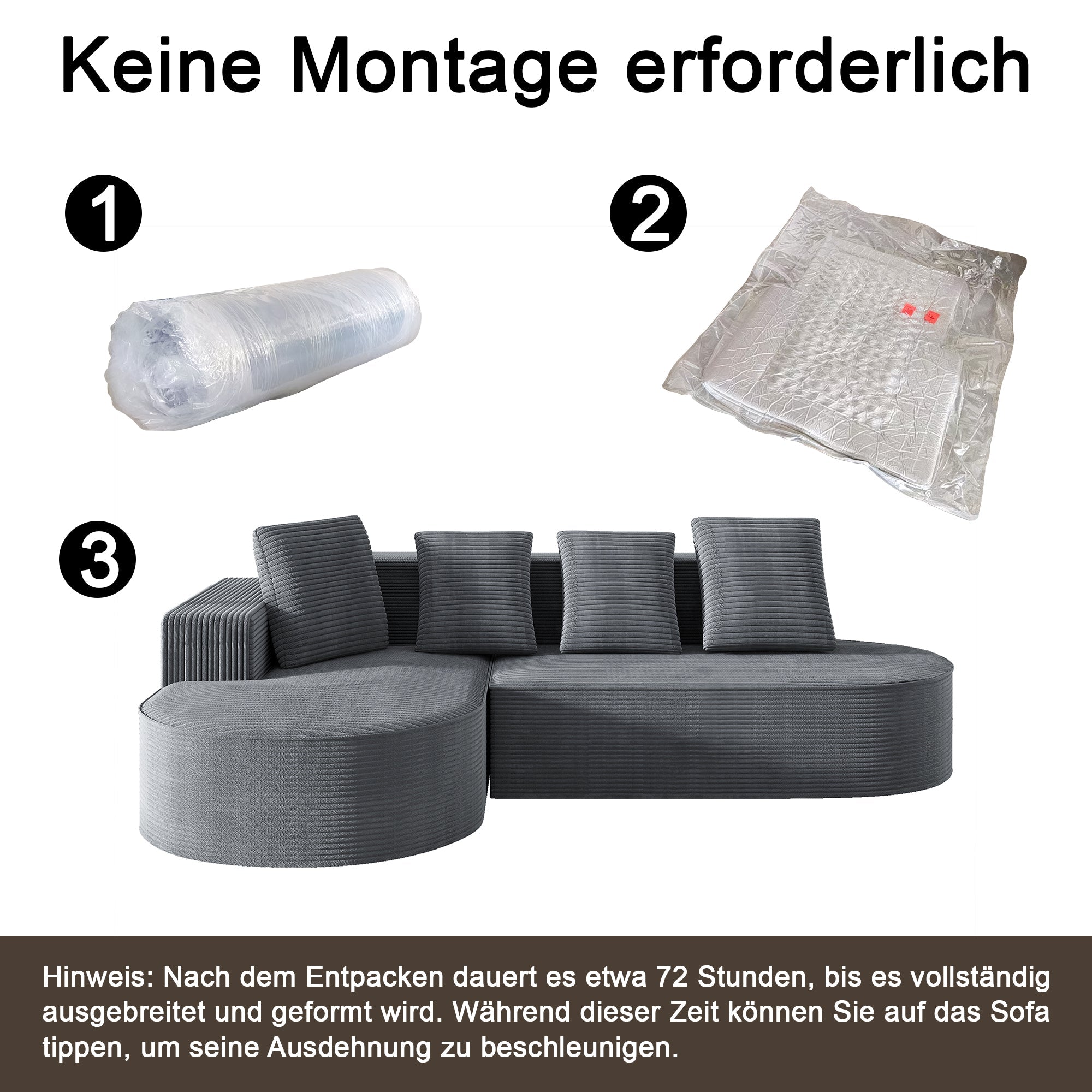 Sofa Modular L-Shaped Deep Seat - Compressed