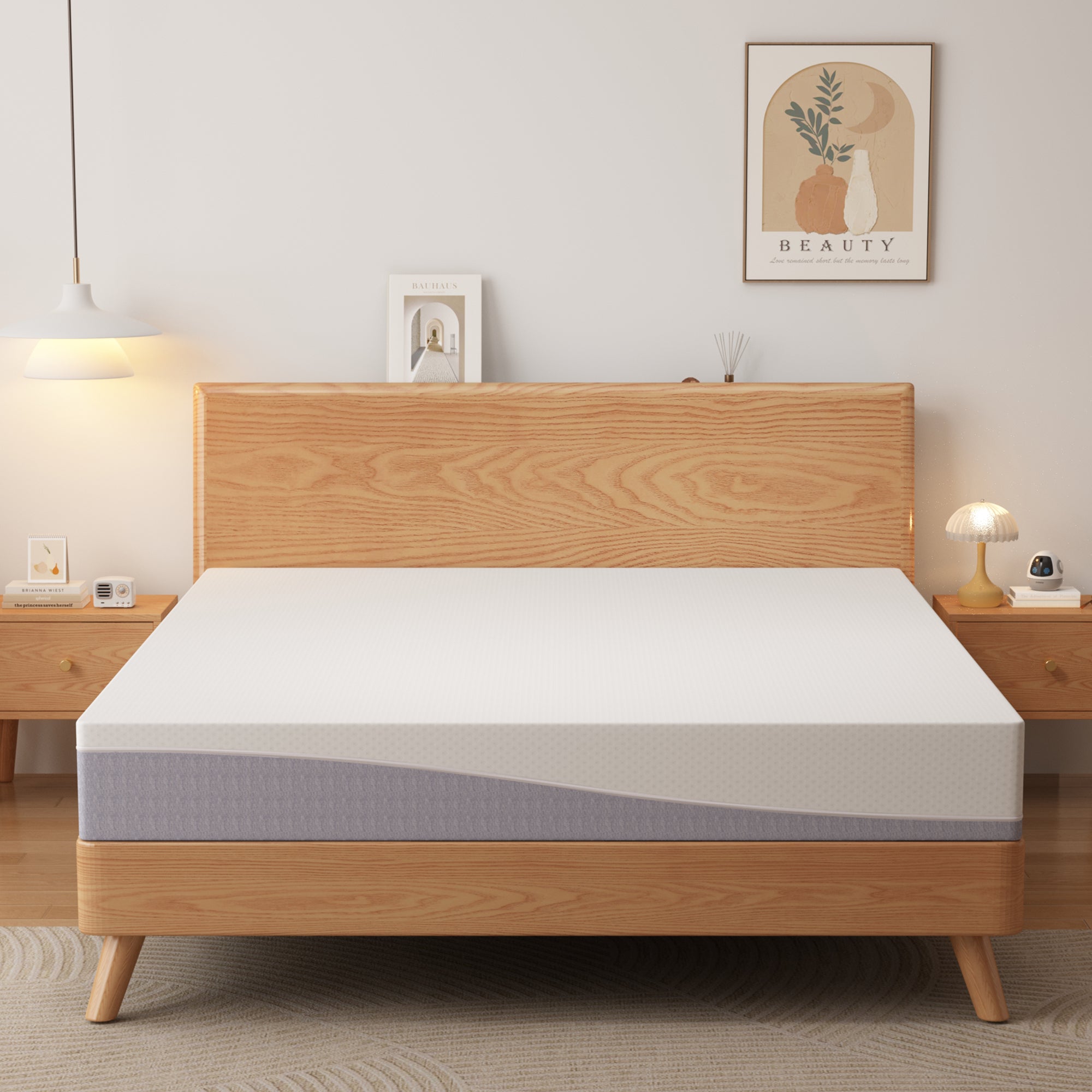 Foam Mattress 90x200cm, Oeko-TEX Certified, Medium Firmness, 20cm High - Gray/White