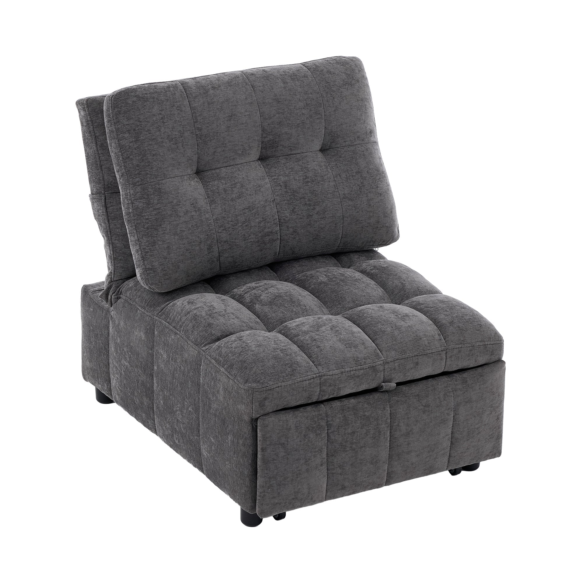 Sleeper Sofa with Adjustable Backrest and Foldable Pull-out, Grey